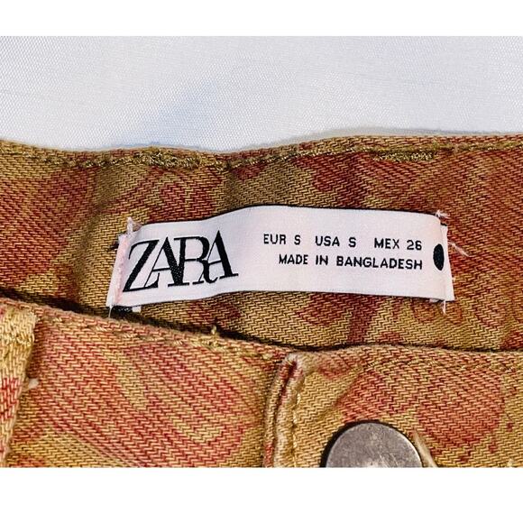 Zara‎ Straight Cut Paisley Printed Jeans - Women's Size S - High Rise BOHO Style - Picture 7 of 12